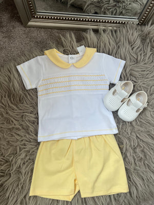 Yellow cotton smock set