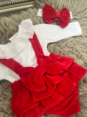 Red velvet bow set