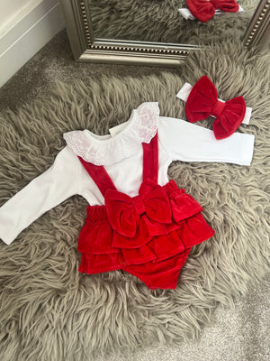 Red velvet bow set