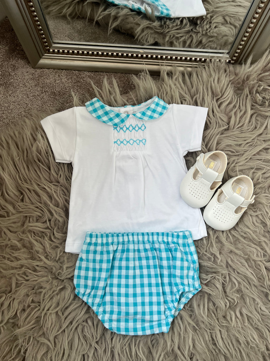 Turquoise gingham set