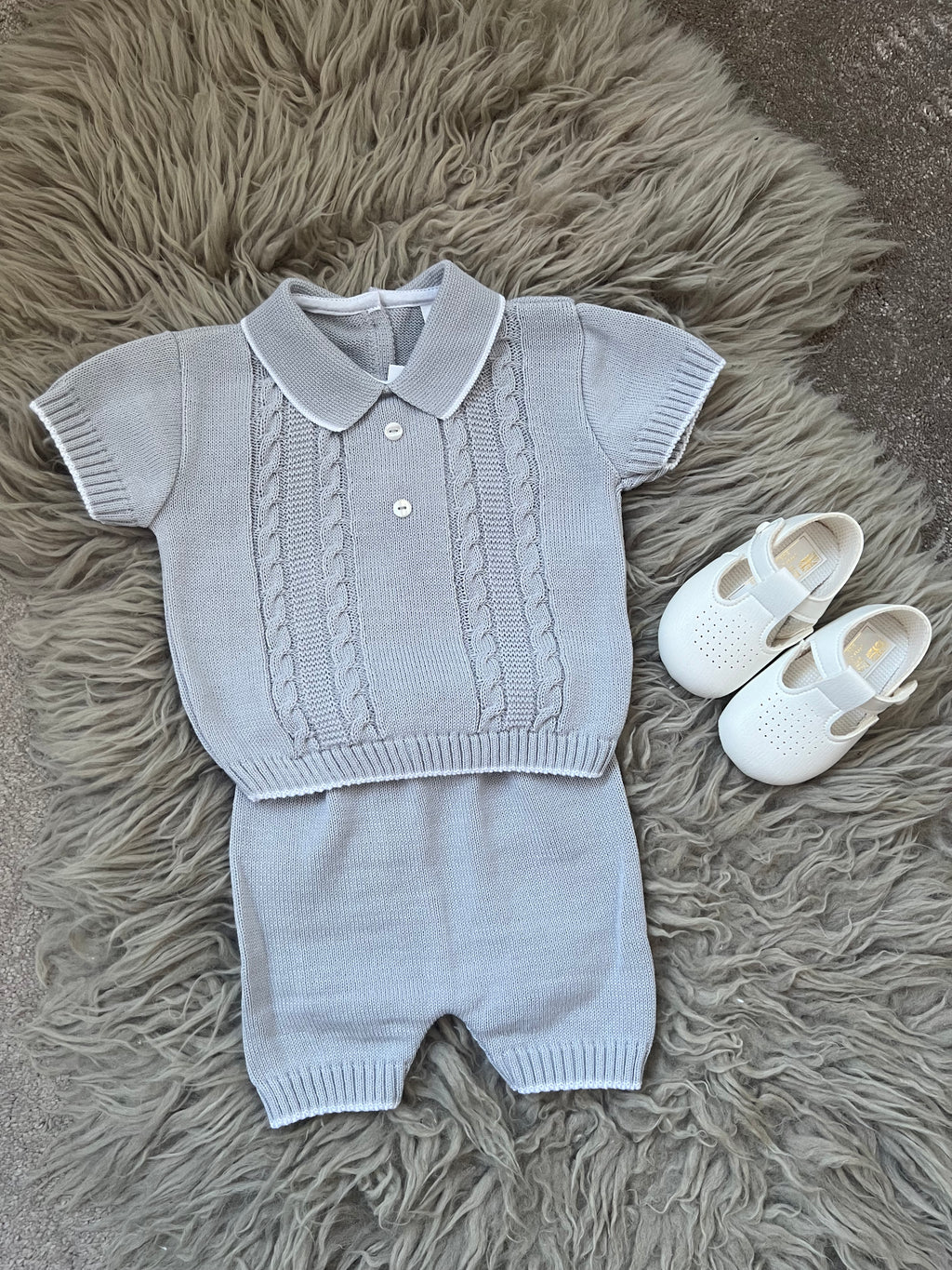 Grey knitted polo set