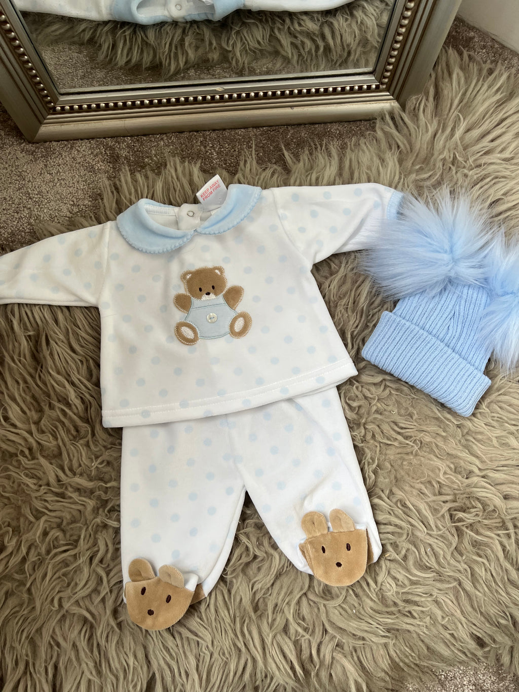 Blue teddy velour 2 piece