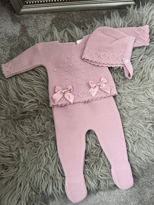 Dusky pink 3 piece bow set