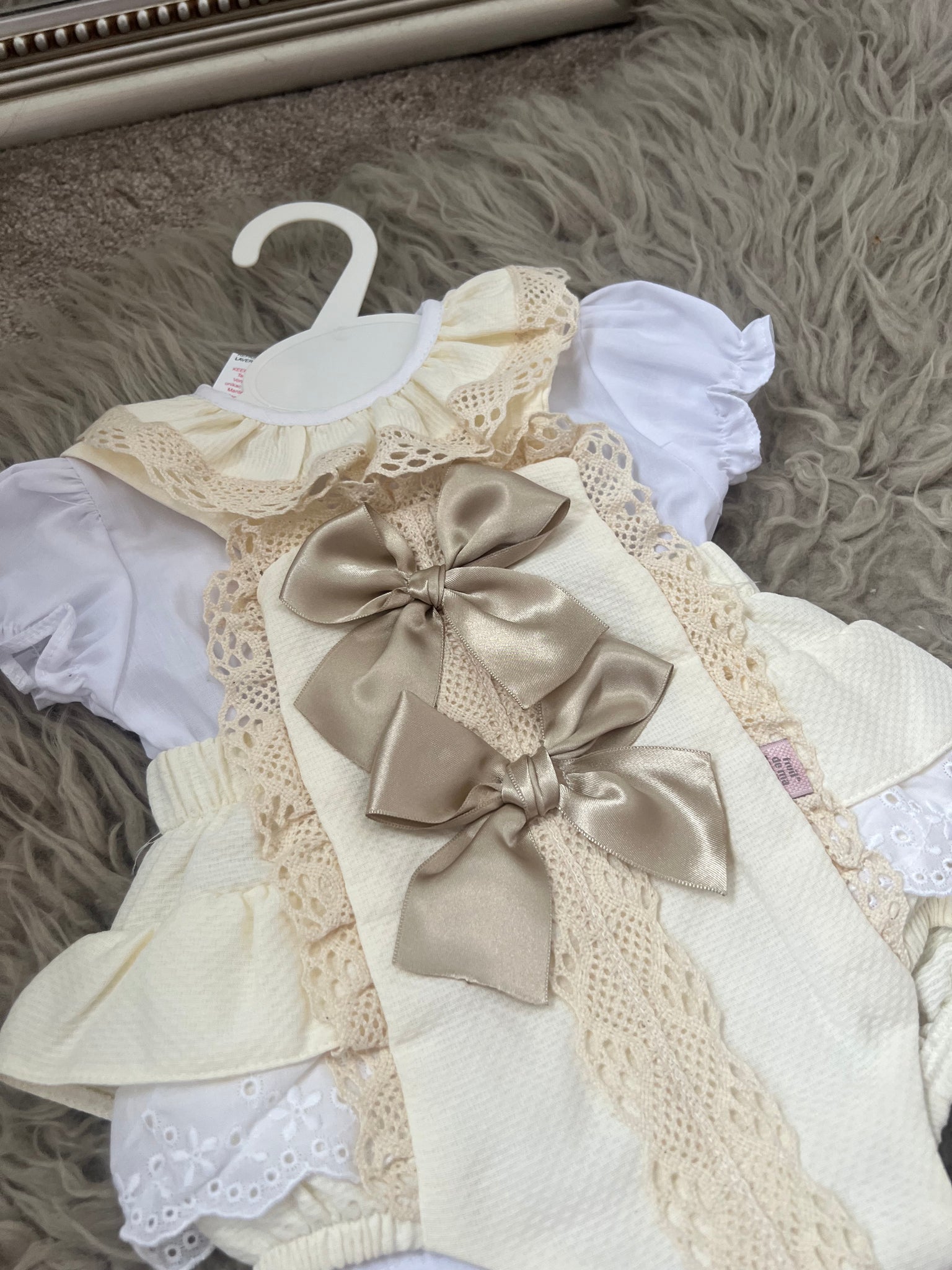 Cream double bow romper