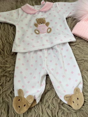 Pink teddy velour 2 piece set