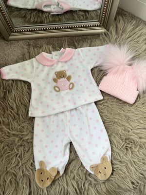 Pink teddy velour 2 piece set