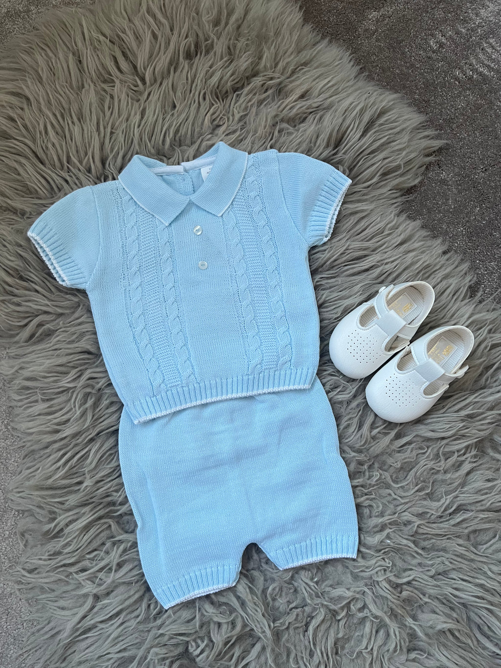 Blue knitted polo set