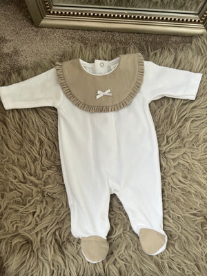 Velour white & beige sleepsuit