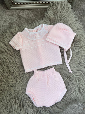 Pink lace jam pant set