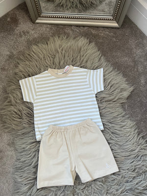 Beige & white stripe set