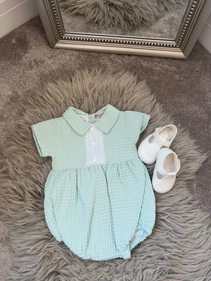 Mint green waffle romper