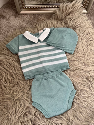 Sage green stripe set