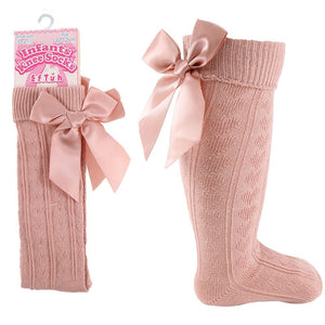 Rose gold knee high bow socks