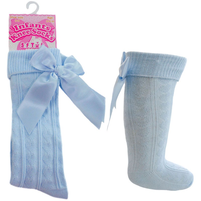 Blue knee high bow socks