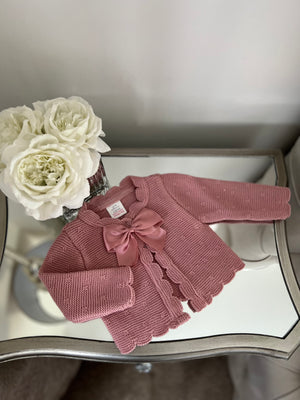 Dusky pink bow cardigan