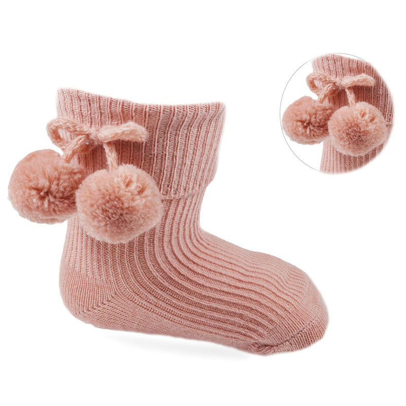 Rose gold ankle Pom Pom socks