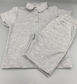 Grey polo shorts set