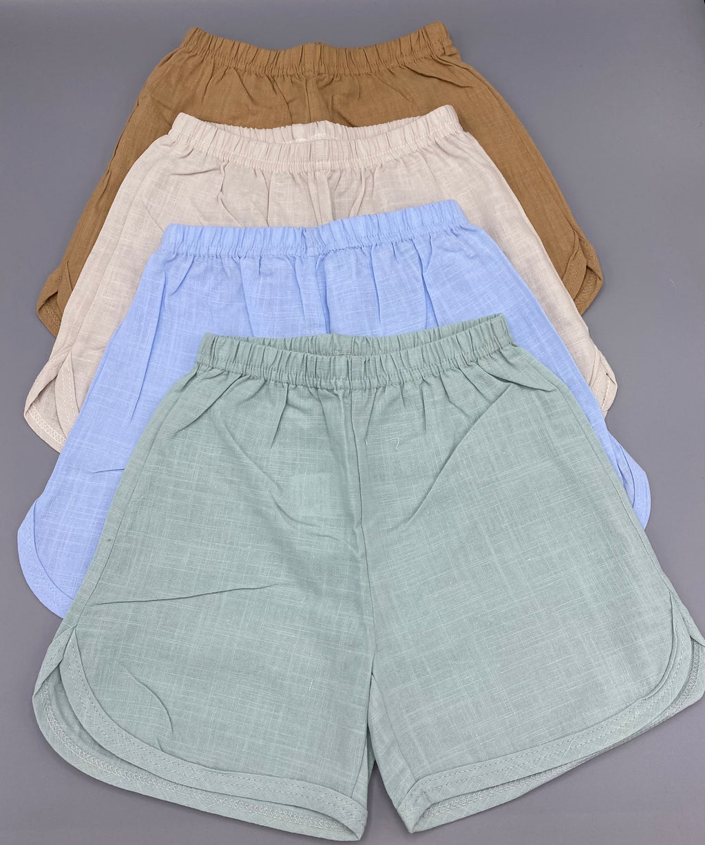 Mint green linen shorts