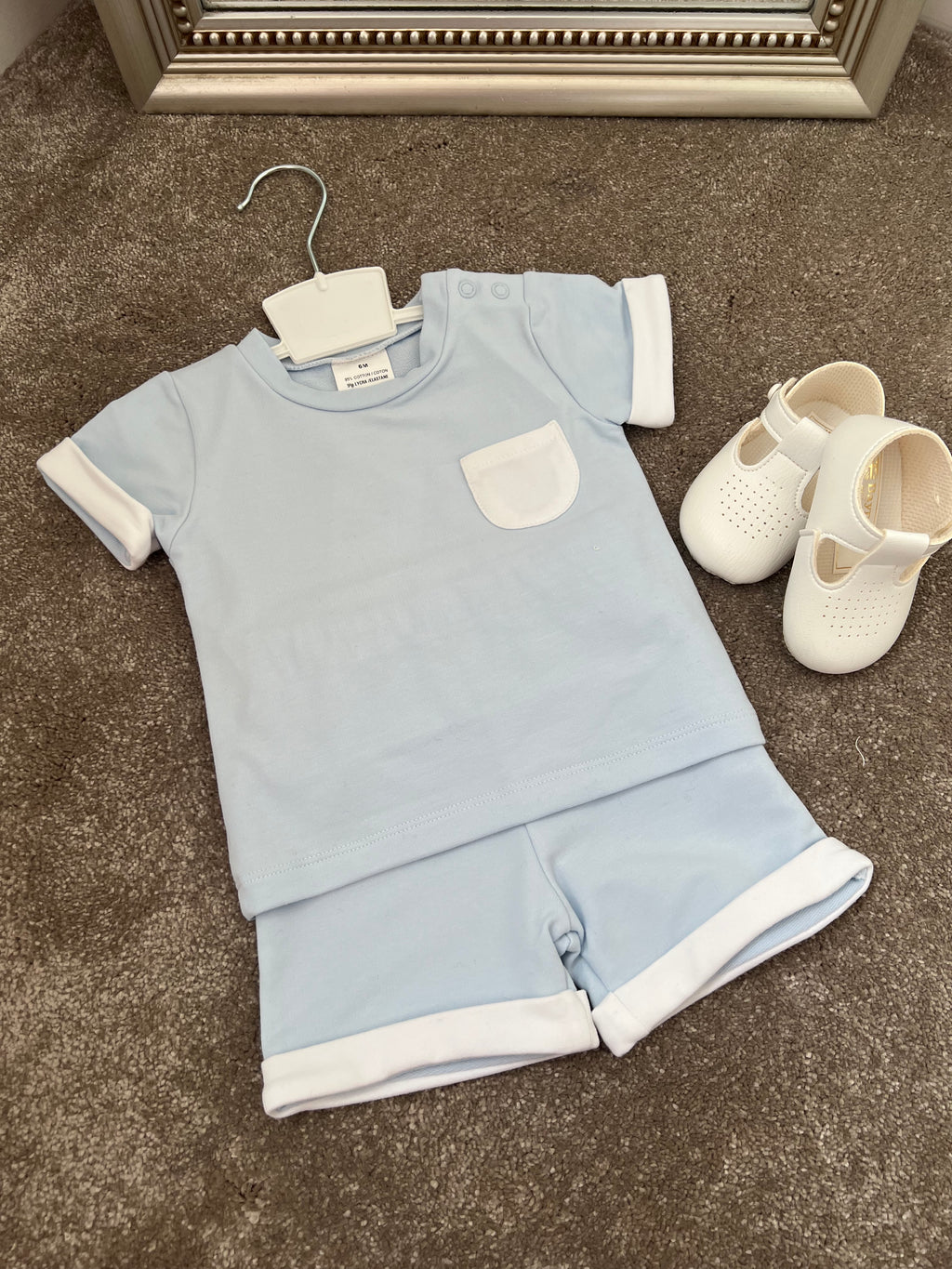 Boys blue shorts set