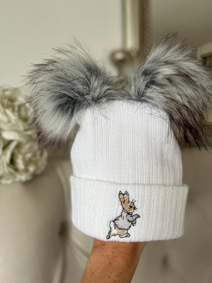 Grey & white Peter rabbit hat