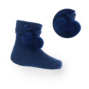 Navy ankle Pom Pom socks