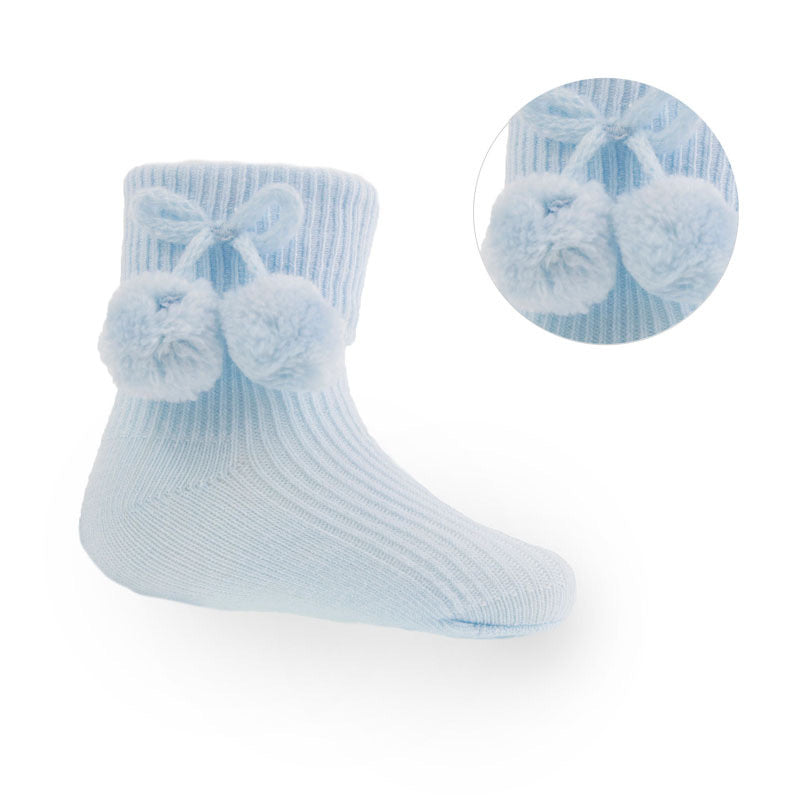 Blue ankle Pom Pom socks