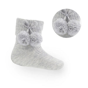 Grey ankle Pom Pom socks