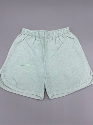 Mint green linen shorts