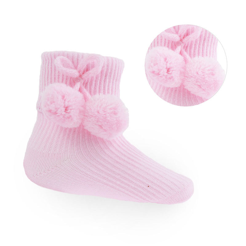 Pink ankle Pom Pom socks