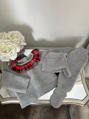 Grey tartan knitted set