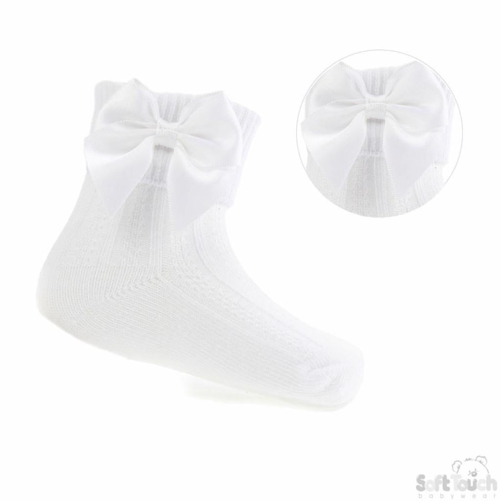 White ankle bow socks