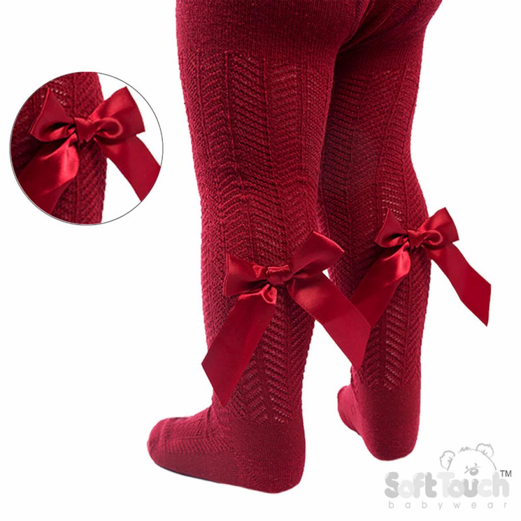 Burgundy bow tights