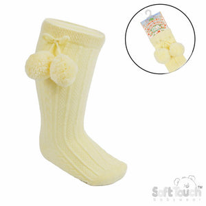 Lemon knee high Pom Pom socks