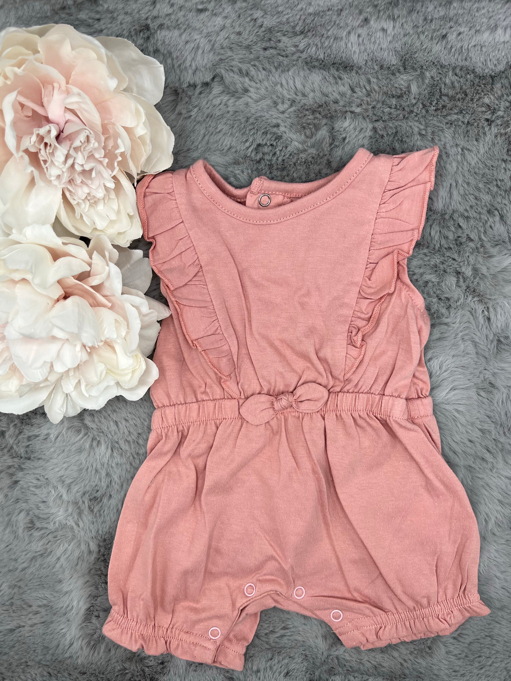 Dusky pink ruffle romper