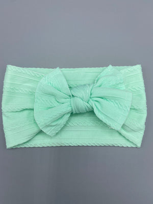 Mint cable knit headband