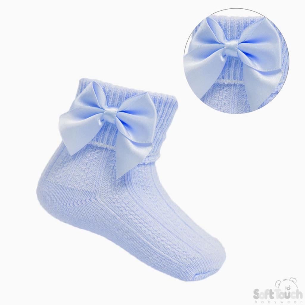Blue bow socks
