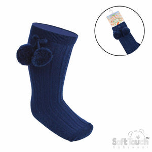 Navy Pom Pom socks