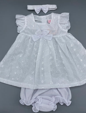 White Broderie bow dress