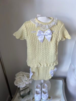 Lemon knitted bow set